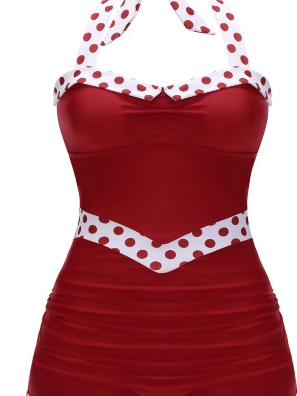 NWT RED 1940S HALTER PATCHWORK ONE-PIECE SWIMSUIT - Picture 4 of 13